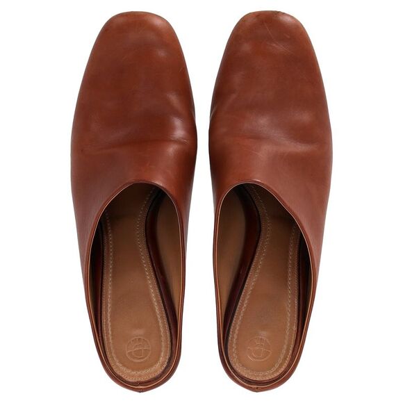 Pre Loved The Row Vintage Leather Mules Women brown | ochre Mid Heels - Picture 8 of 8